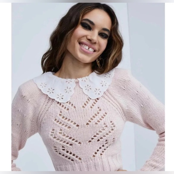 For Love & Lemons Stacy Cropped Sweater size L - Picture 2 of 12